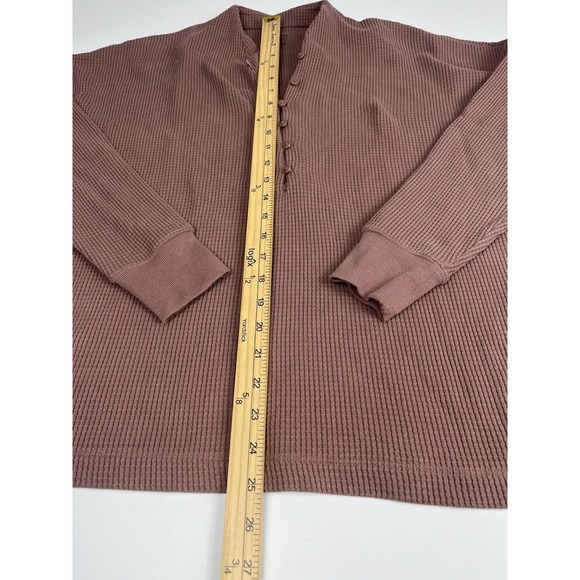 Nike Yoga Dri-Fit Pullover Thermal Waffle Shirt Rose Red Medium Long Sleeve - Picture 9 of 13